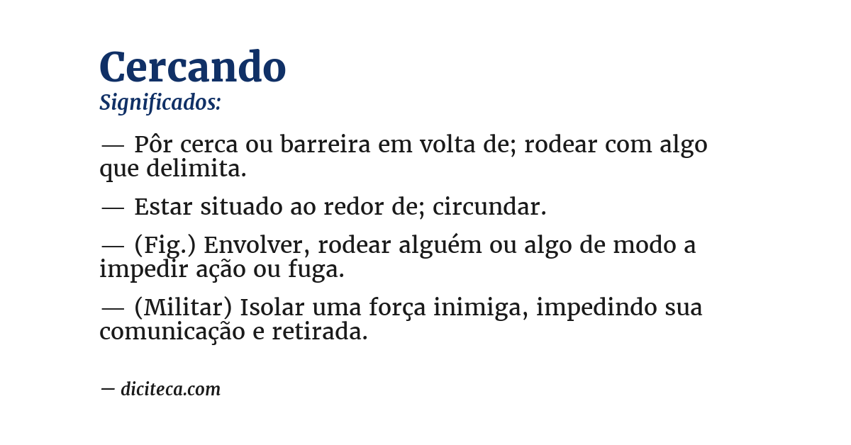Significado de cercando