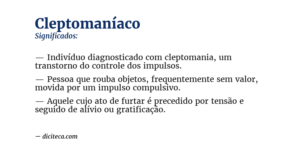 Significado de cleptomaníaco
