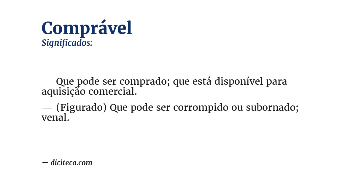Significado de comprável