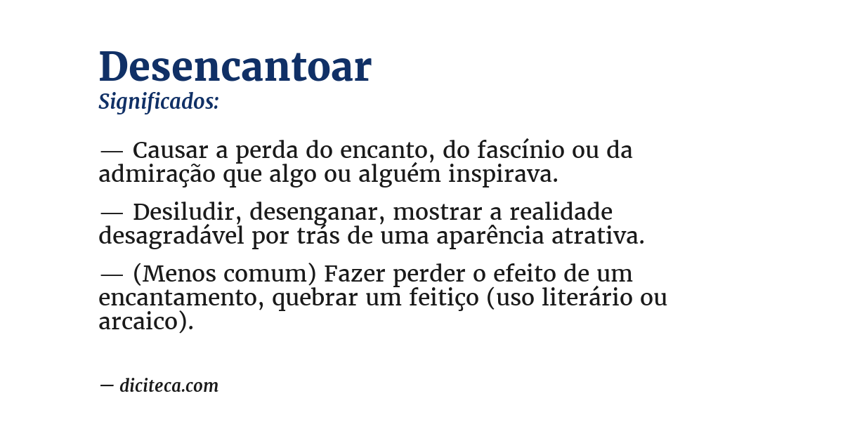 Significado de desencantoar