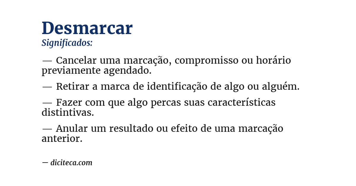 Significado de desmarcar