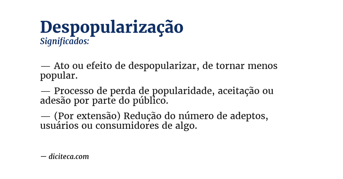Significado de despopularização