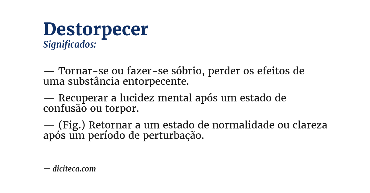 Significado de destorpecer