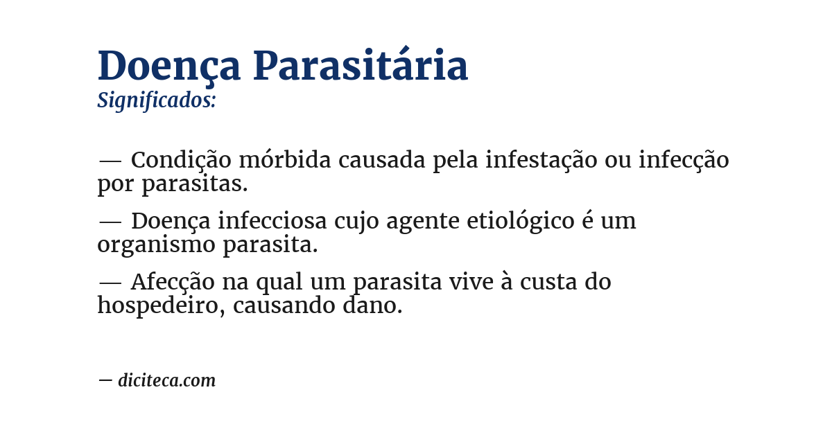 Significado de doença parasitária