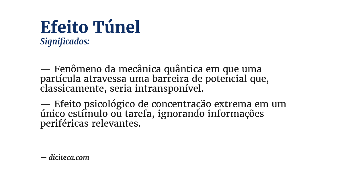 Significado de efeito túnel