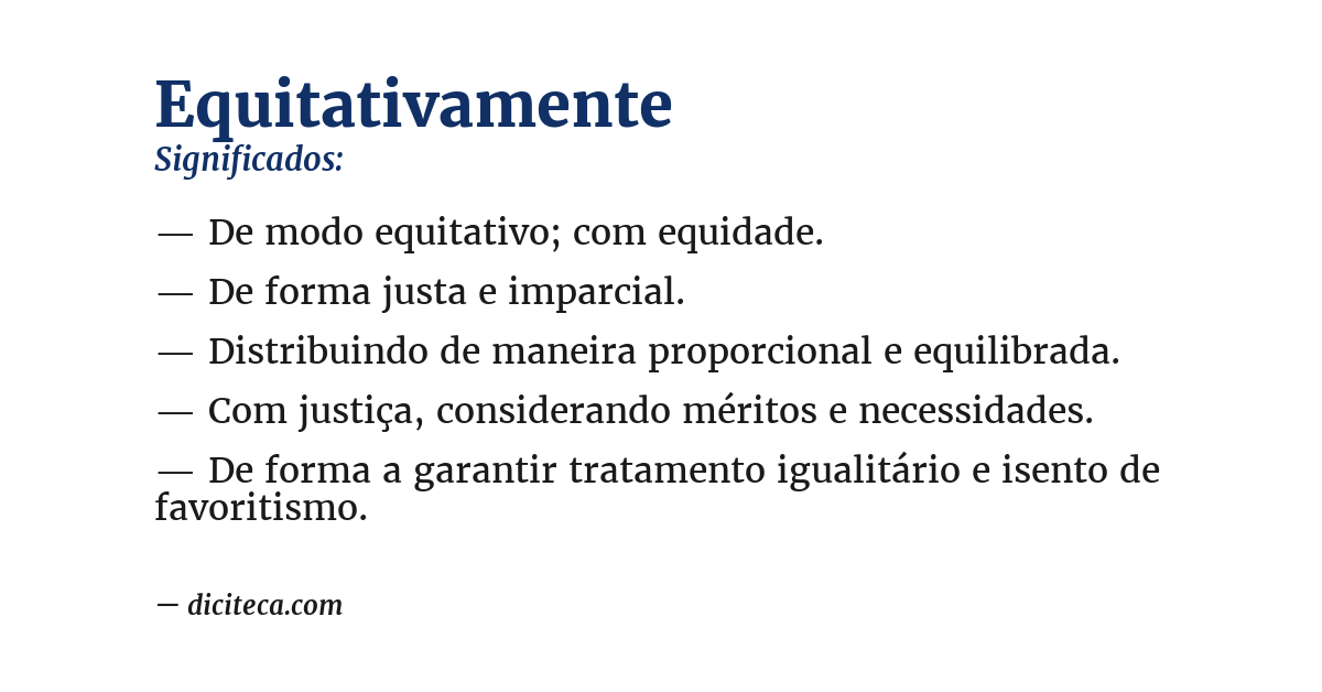 Significado de equitativamente