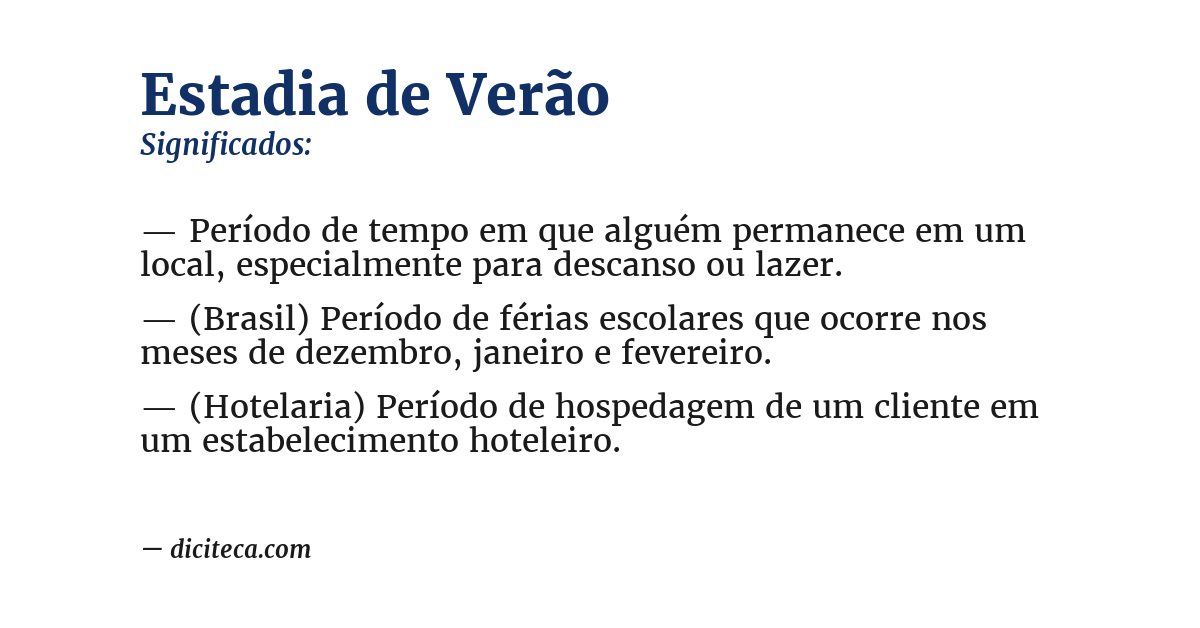 Significado de estadia de verão
