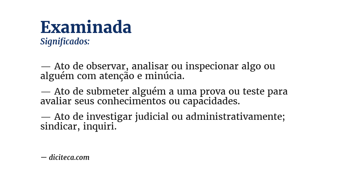Significado de examinada