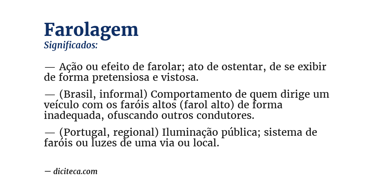 Significado de farolagem