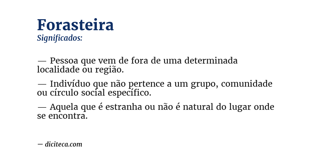 Significado de forasteira