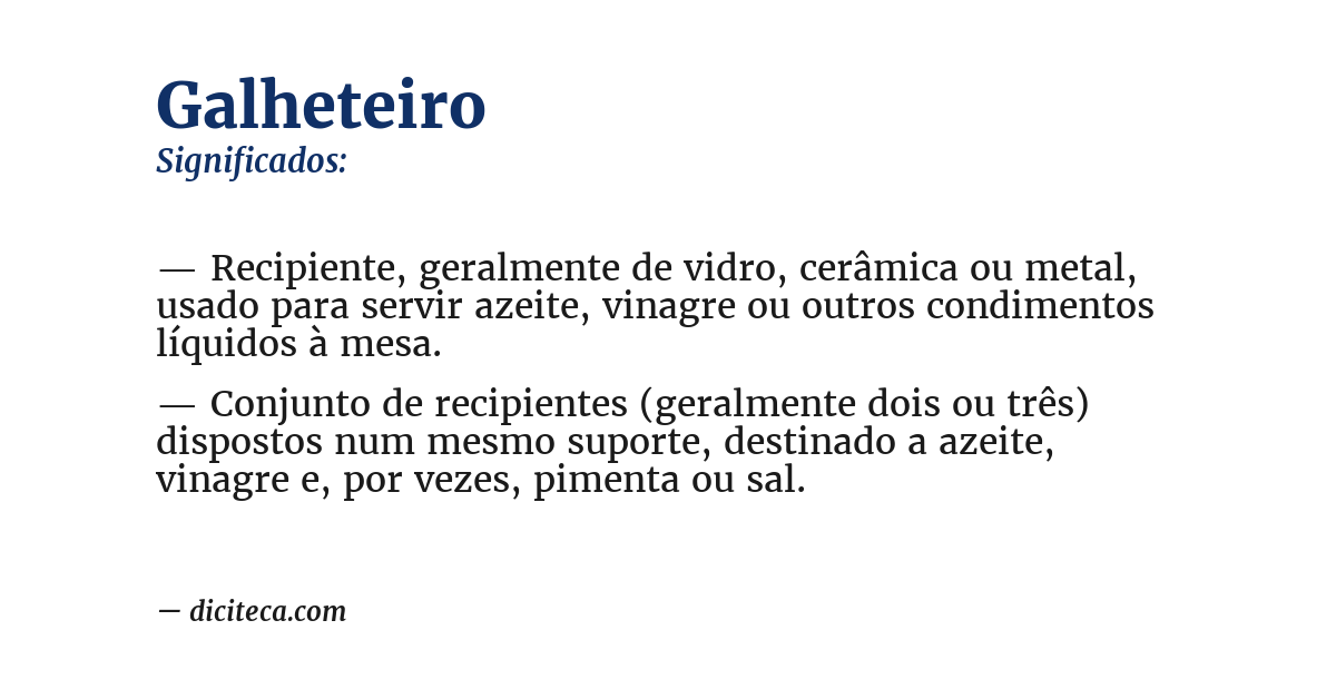 Significado de galheteiro