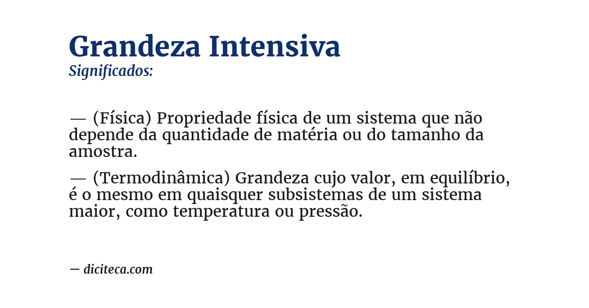 Significado de grandeza intensiva