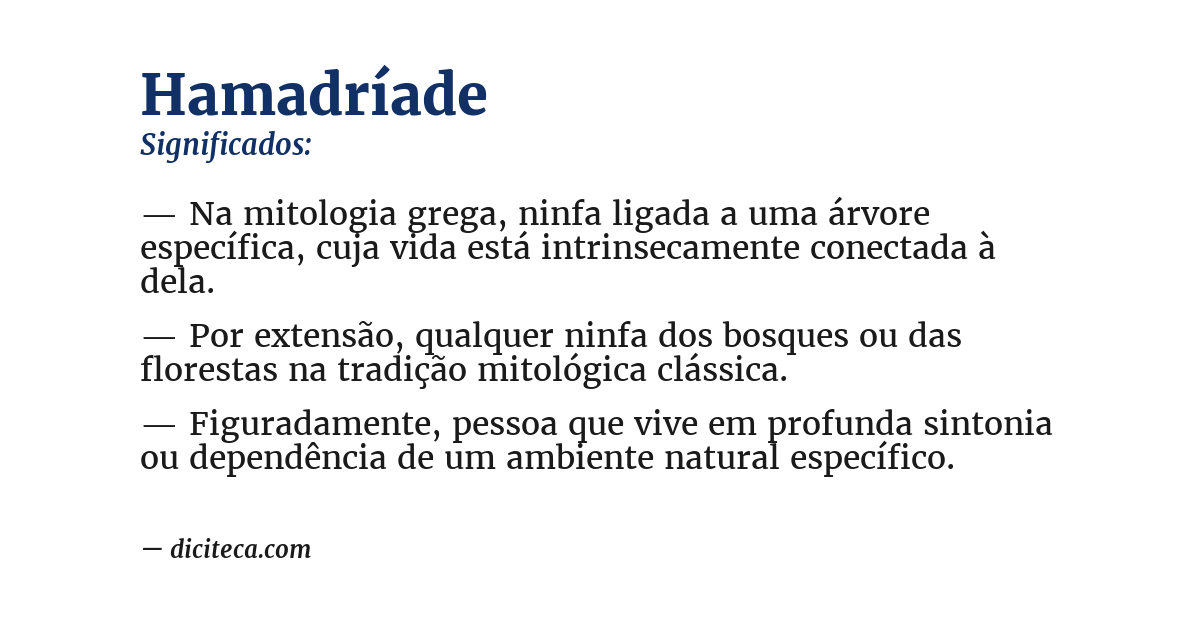 Significado de hamadríade