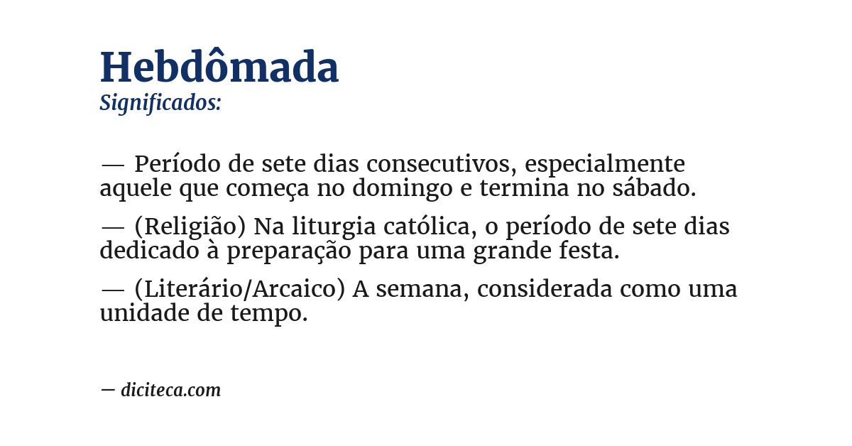 Significado de hebdômada