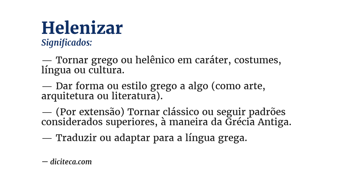 Significado de helenizar