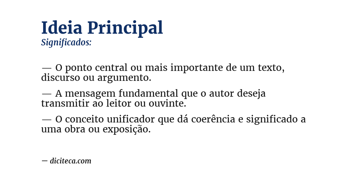 Significado de ideia principal