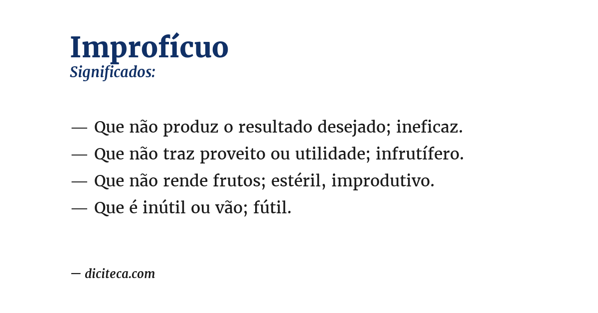Significado de improfícuo