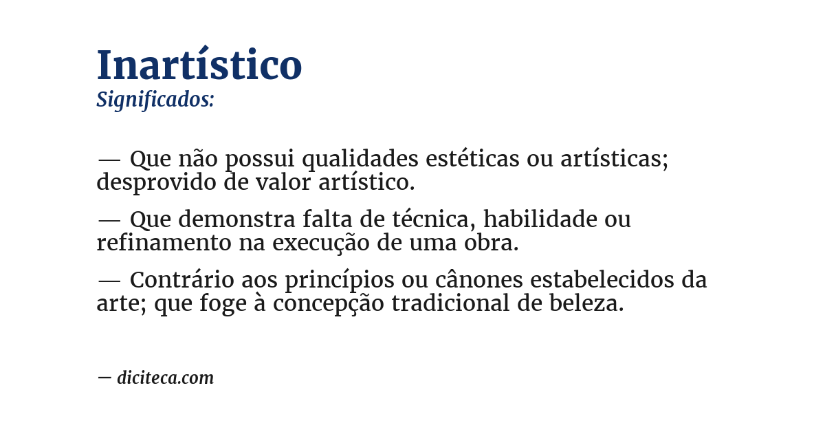 Significado de inartístico