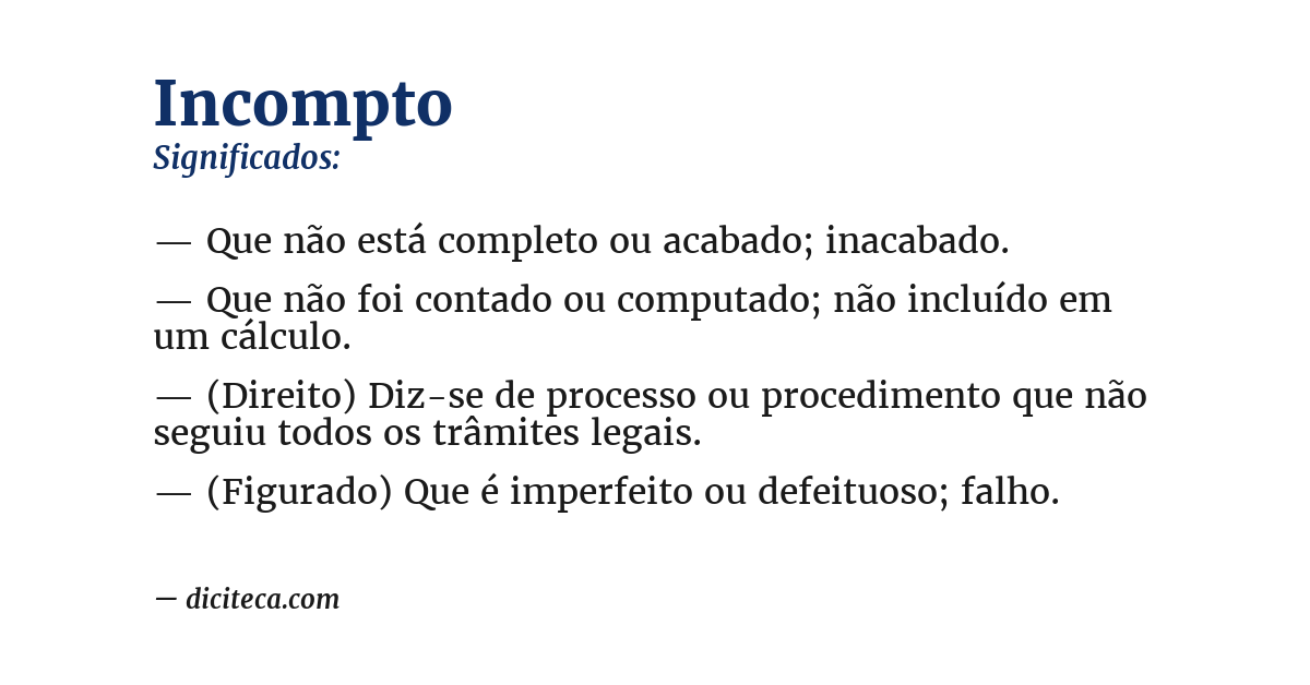 Significado de incompto