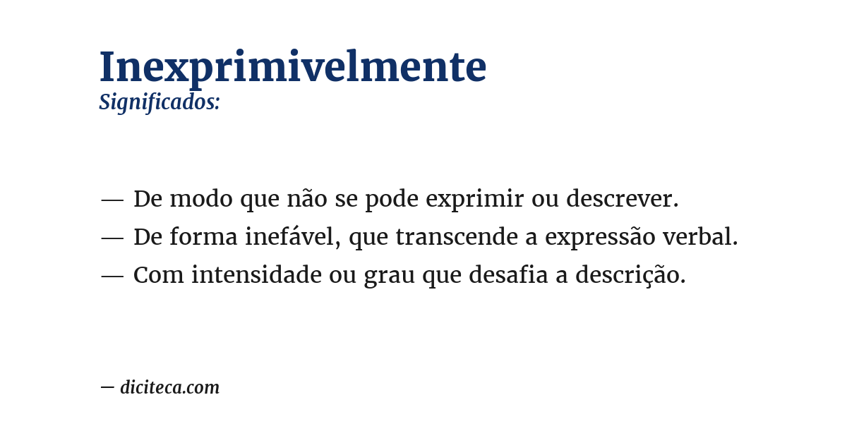 Significado de inexprimivelmente