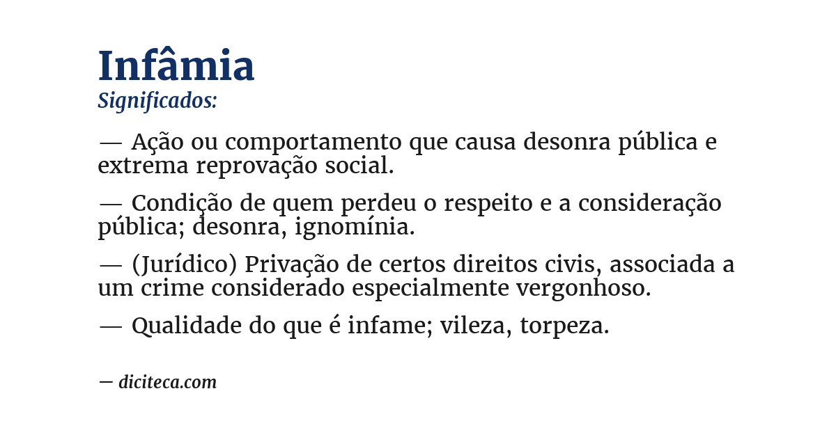 Significado de infâmia