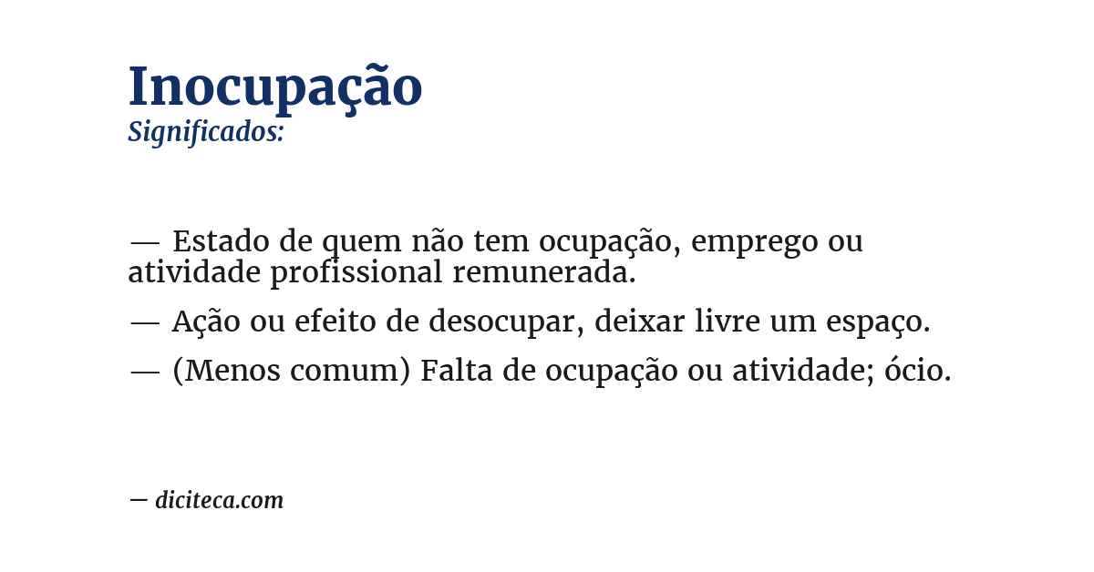 Significado de inocupação