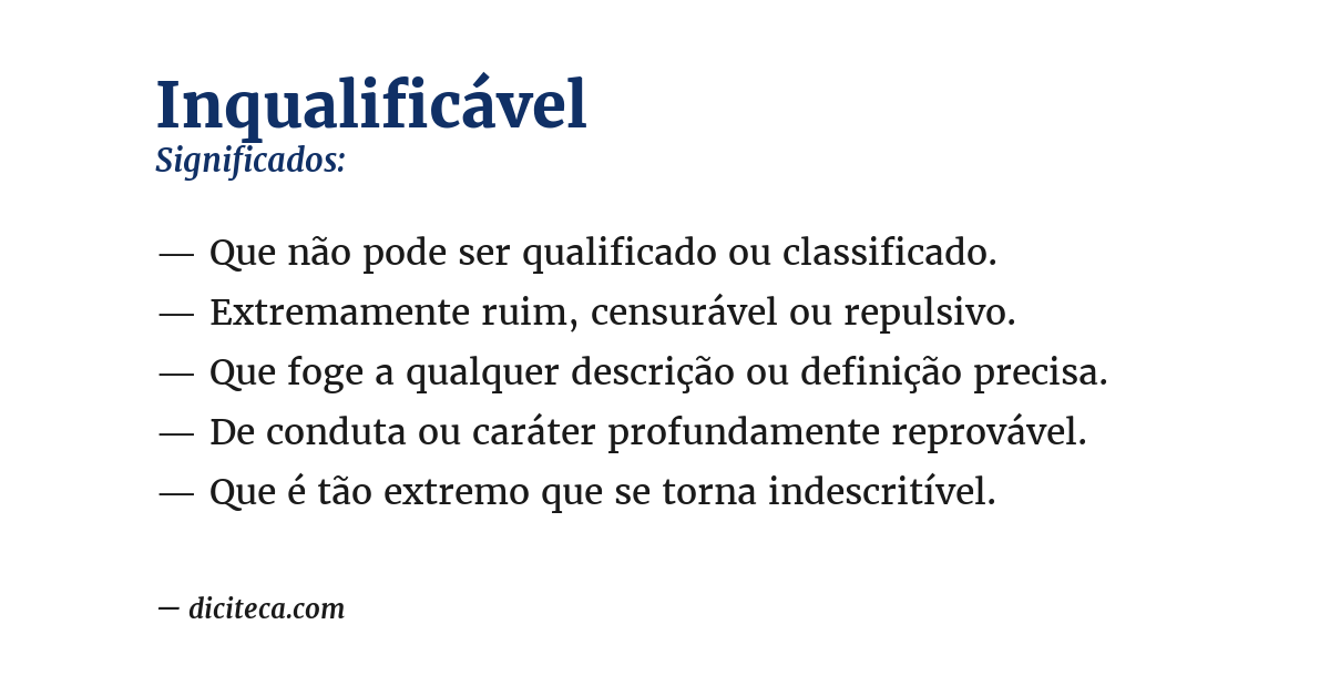 Significado de inqualificável