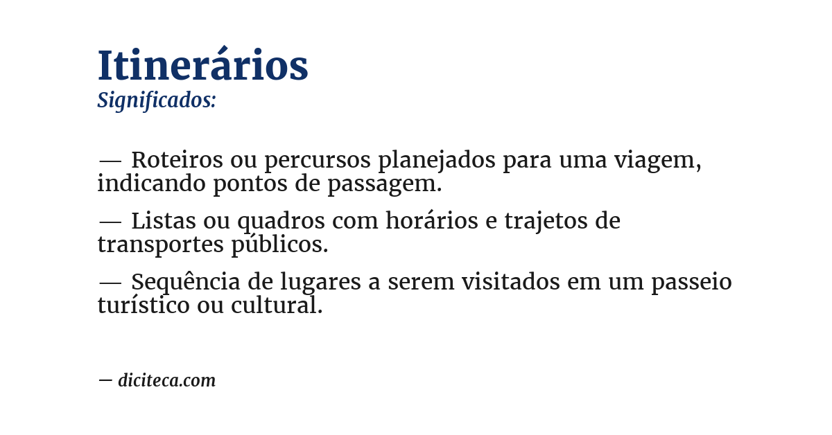 Significado de itinerários