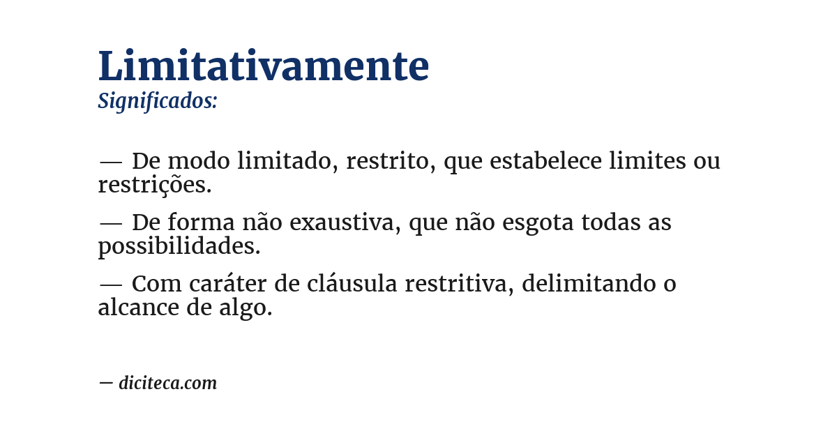 Significado de limitativamente