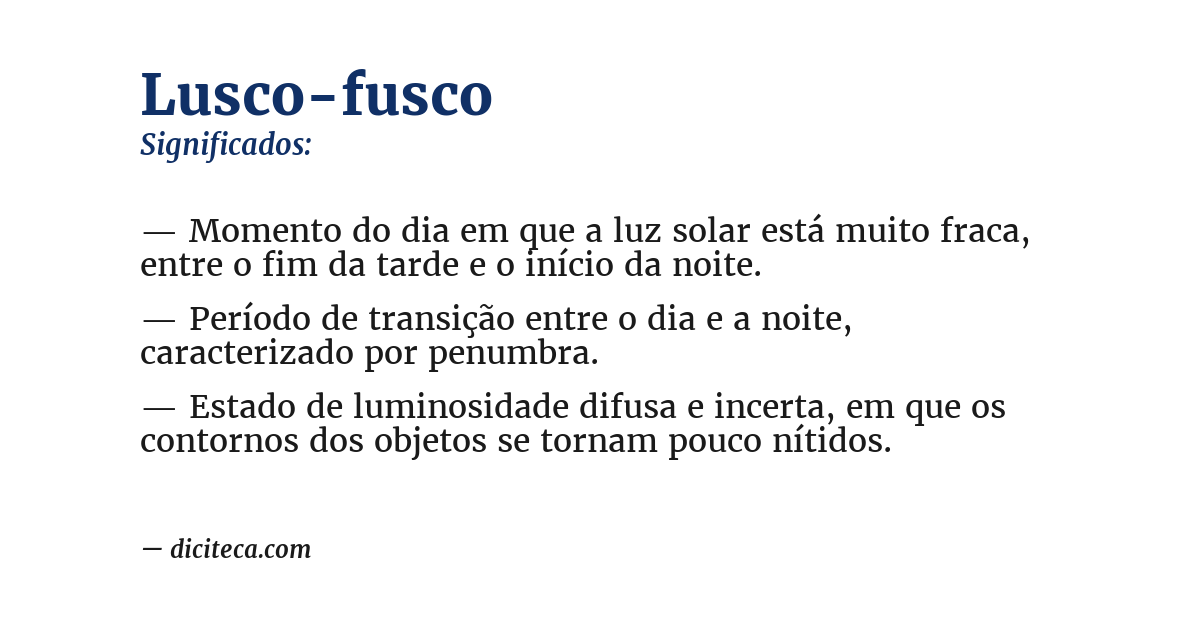 Significado de lusco-fusco