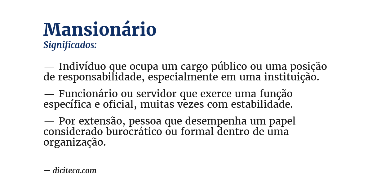 Significado de mansionário