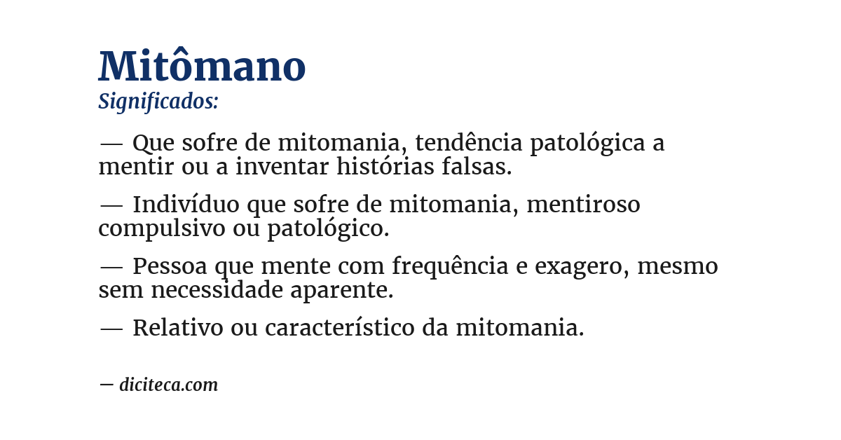 Significado de mitômano