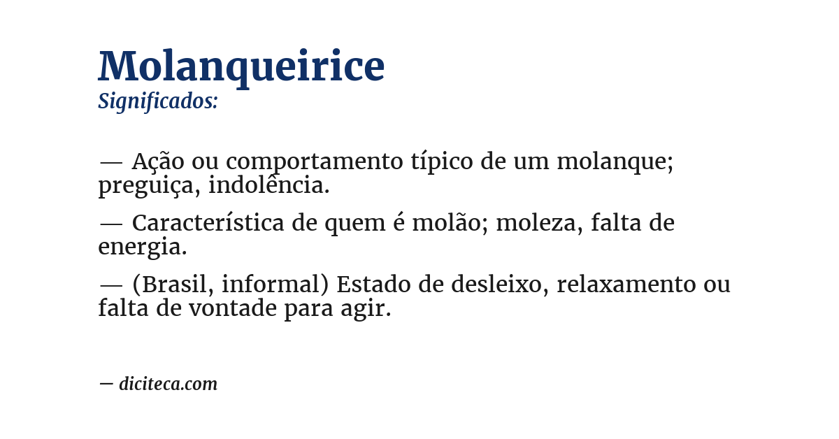 Significado de molanqueirice