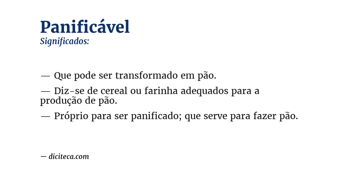 Significado de panificável