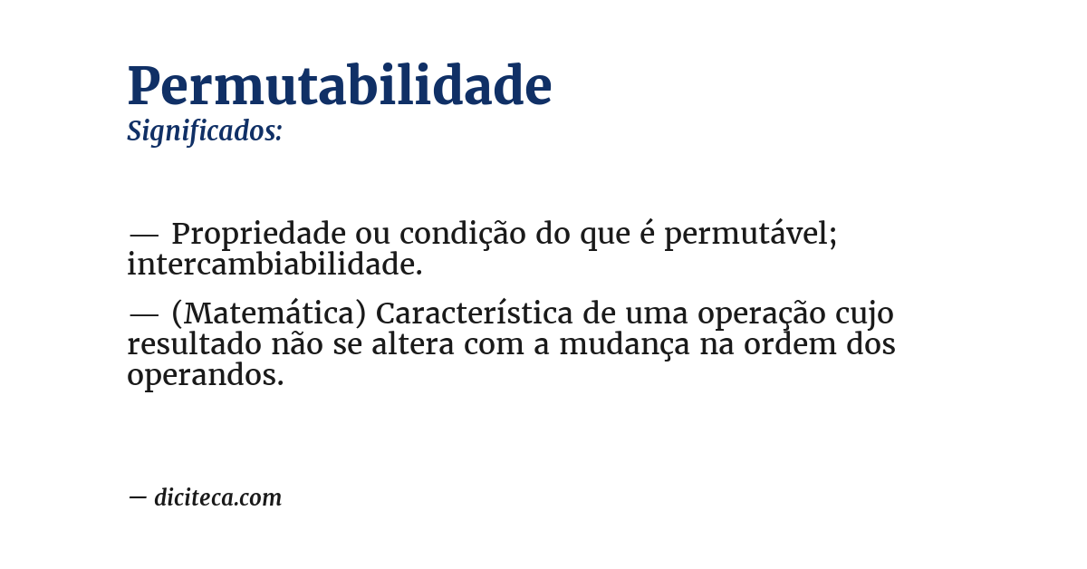 Significado de permutabilidade