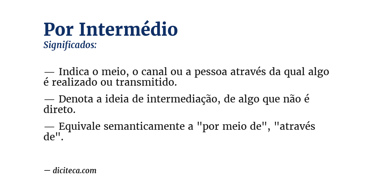 Significado de por intermédio