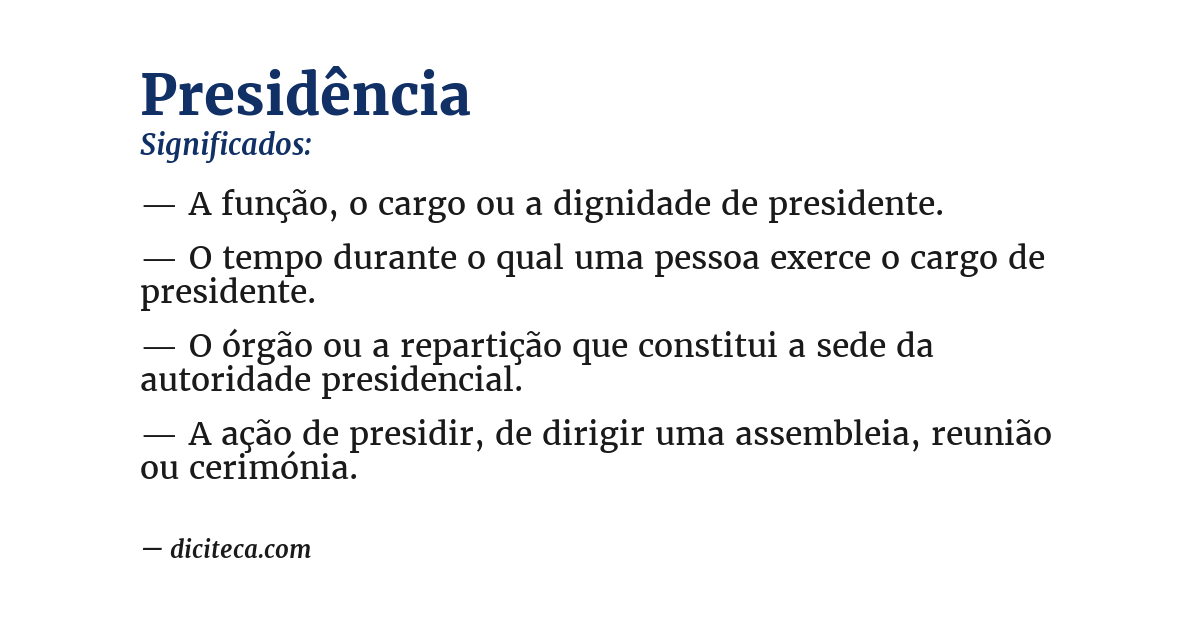 Significado de presidência