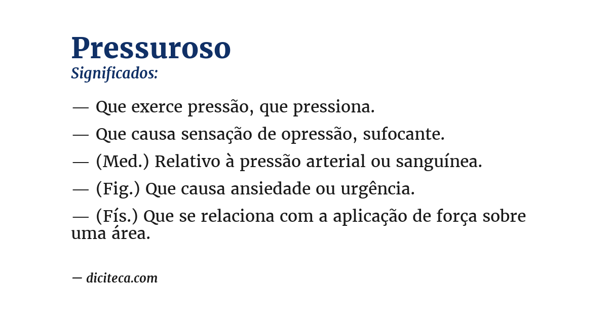 Significado de pressuroso
