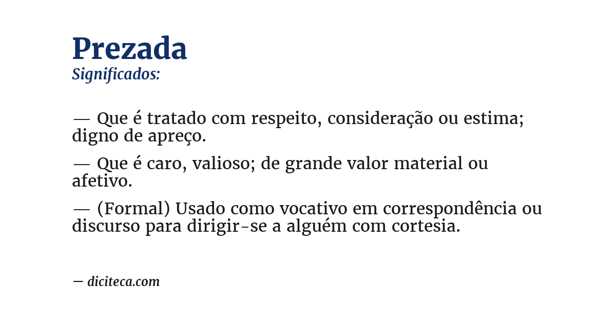 Significado de prezada