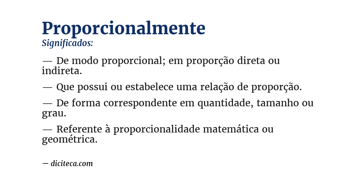 Significado de proporcionalmente
