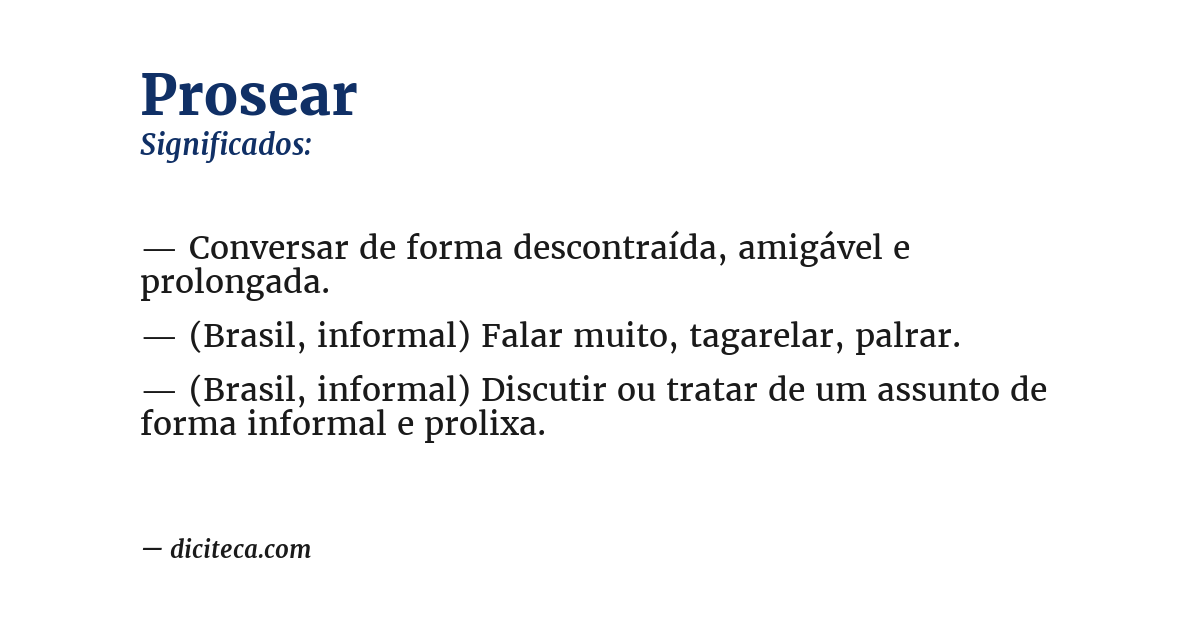 Significado de prosear