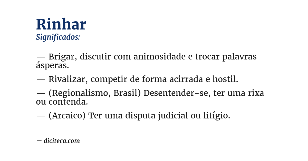 Significado de rinhar