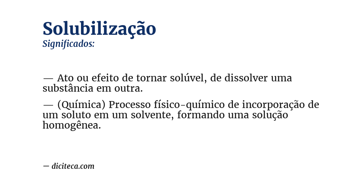 Significado de solubilização
