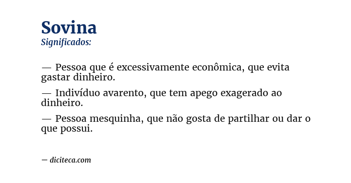 Significado de sovina