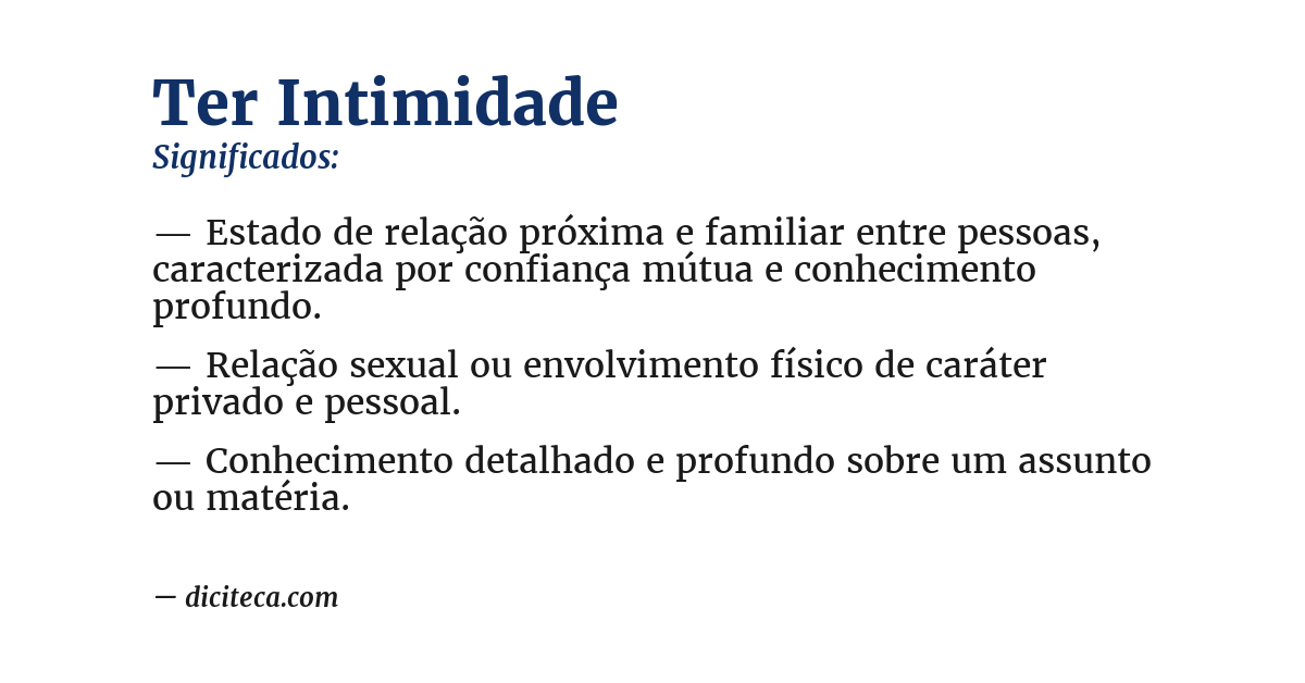 Significado de ter intimidade