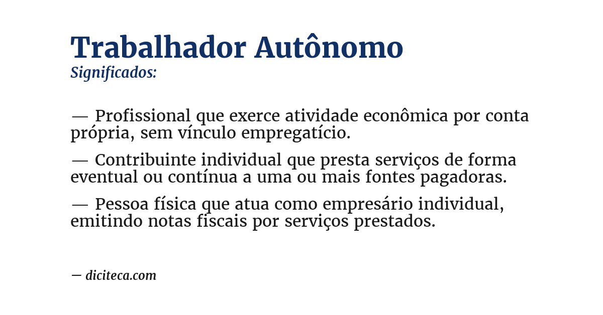 Significado de trabalhador autônomo