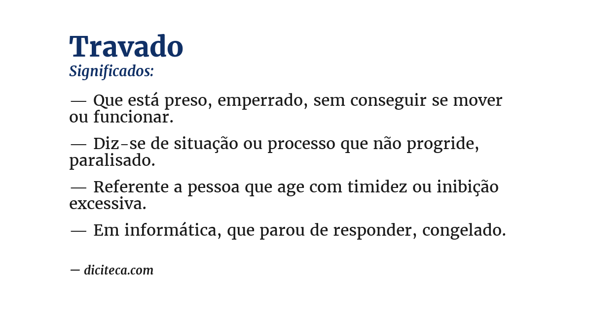 Significado de travado
