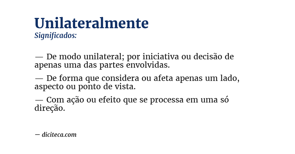 Significado de unilateralmente