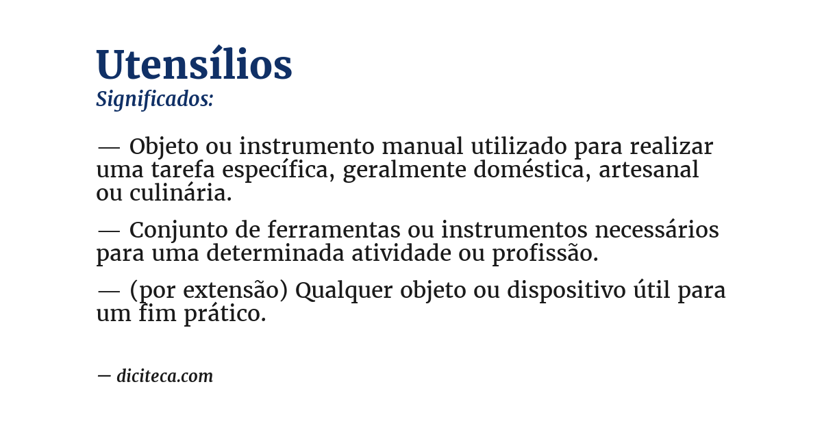 Significado de utensílios