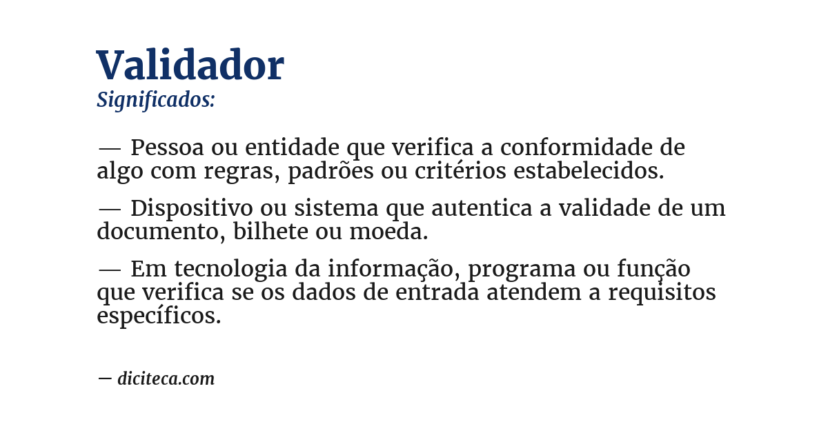 Significado de validador